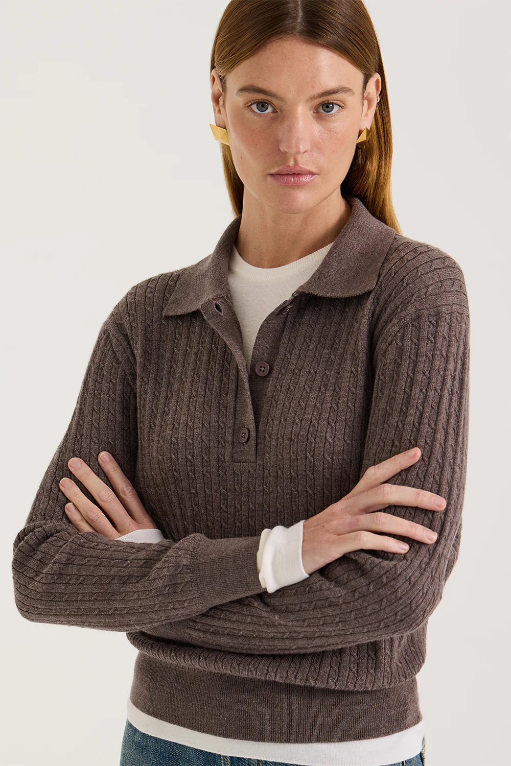 Eleni Cable Knit Polo - Image 2