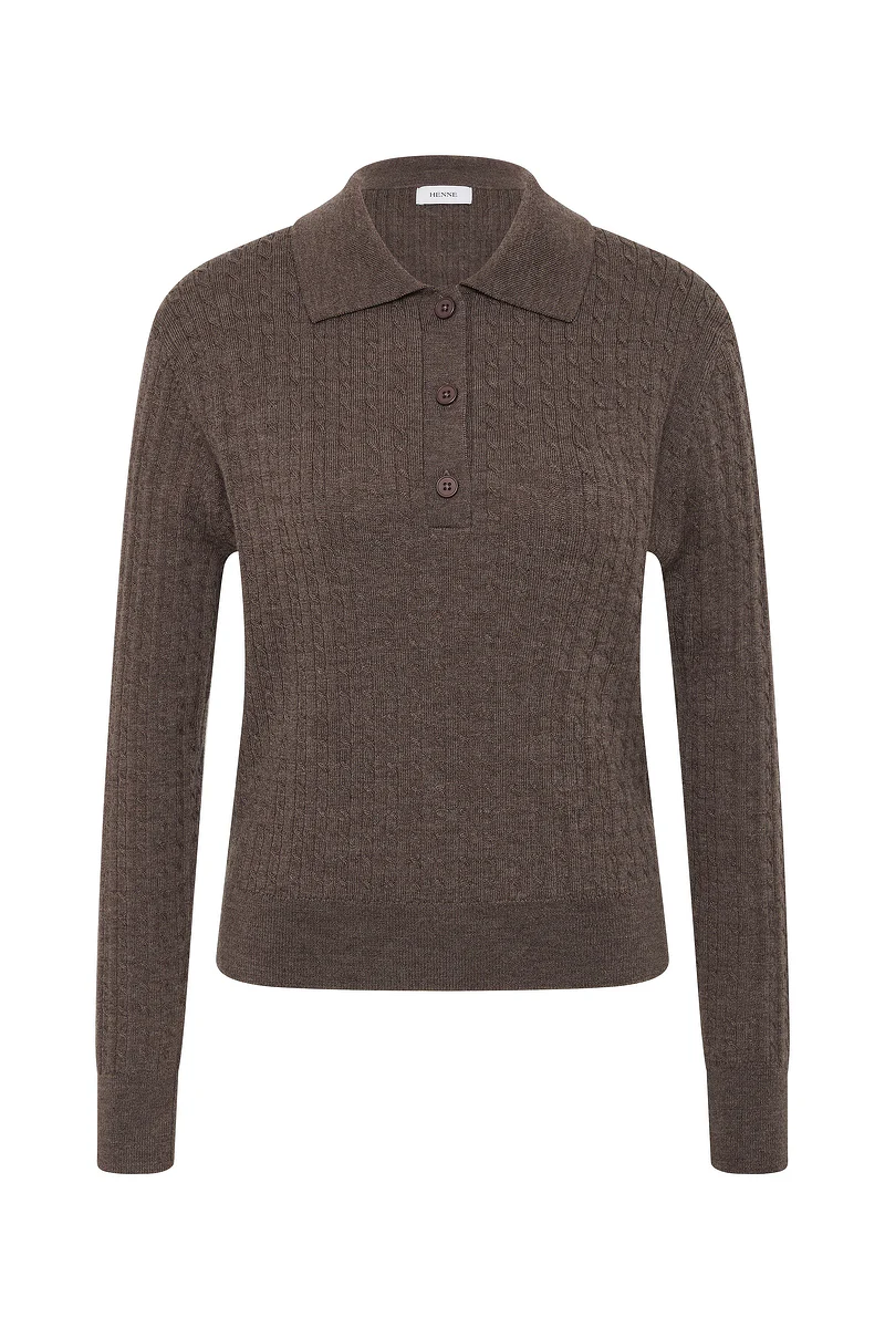 Eleni Cable Knit Polo - Image 8